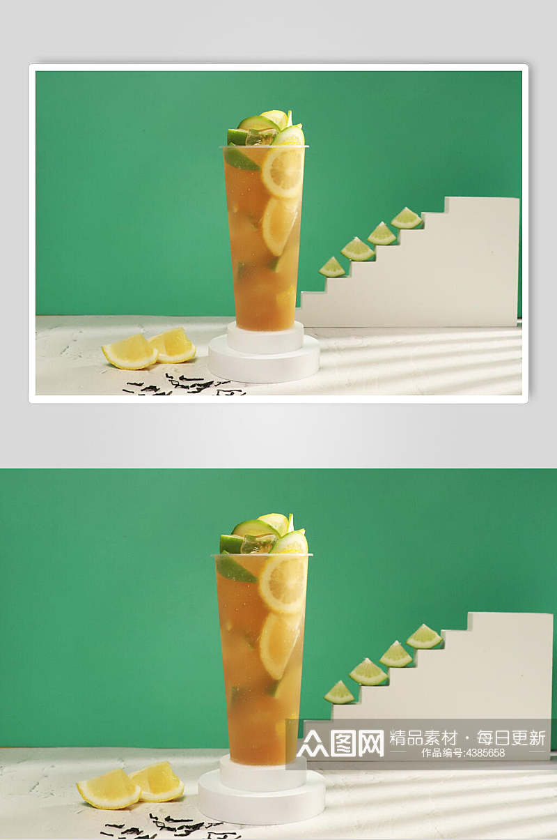 柠檬清新果汁奶茶摆拍图片素材