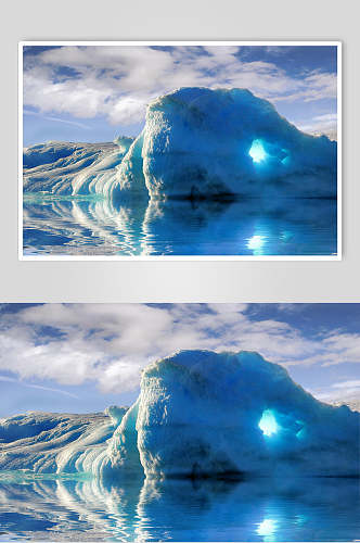 冰川融化蓝光冰川冰雪风景图片