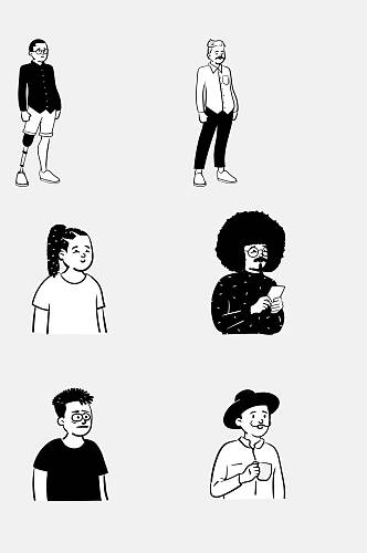 创意黑白人物插画免抠素材