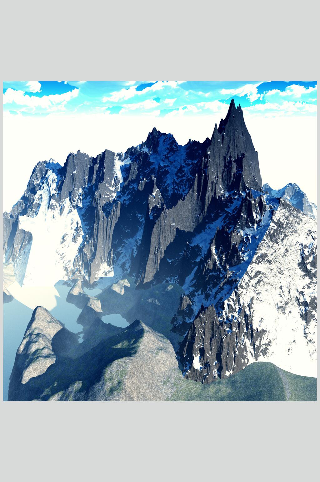 深蓝色山峰雪山雪景摄影图片素材