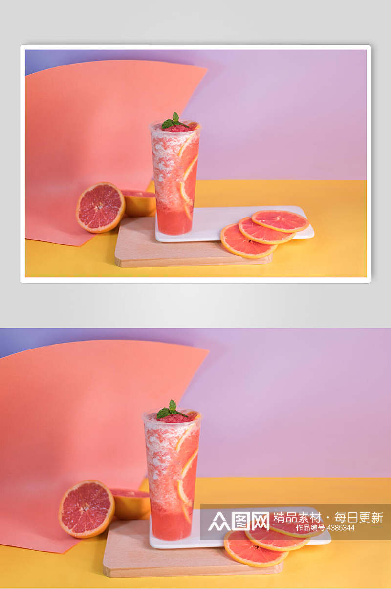 红心柠檬清新果汁奶茶摆拍图片素材
