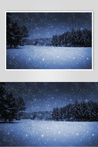 暗黑雪花晶莹自然雪景风景图片