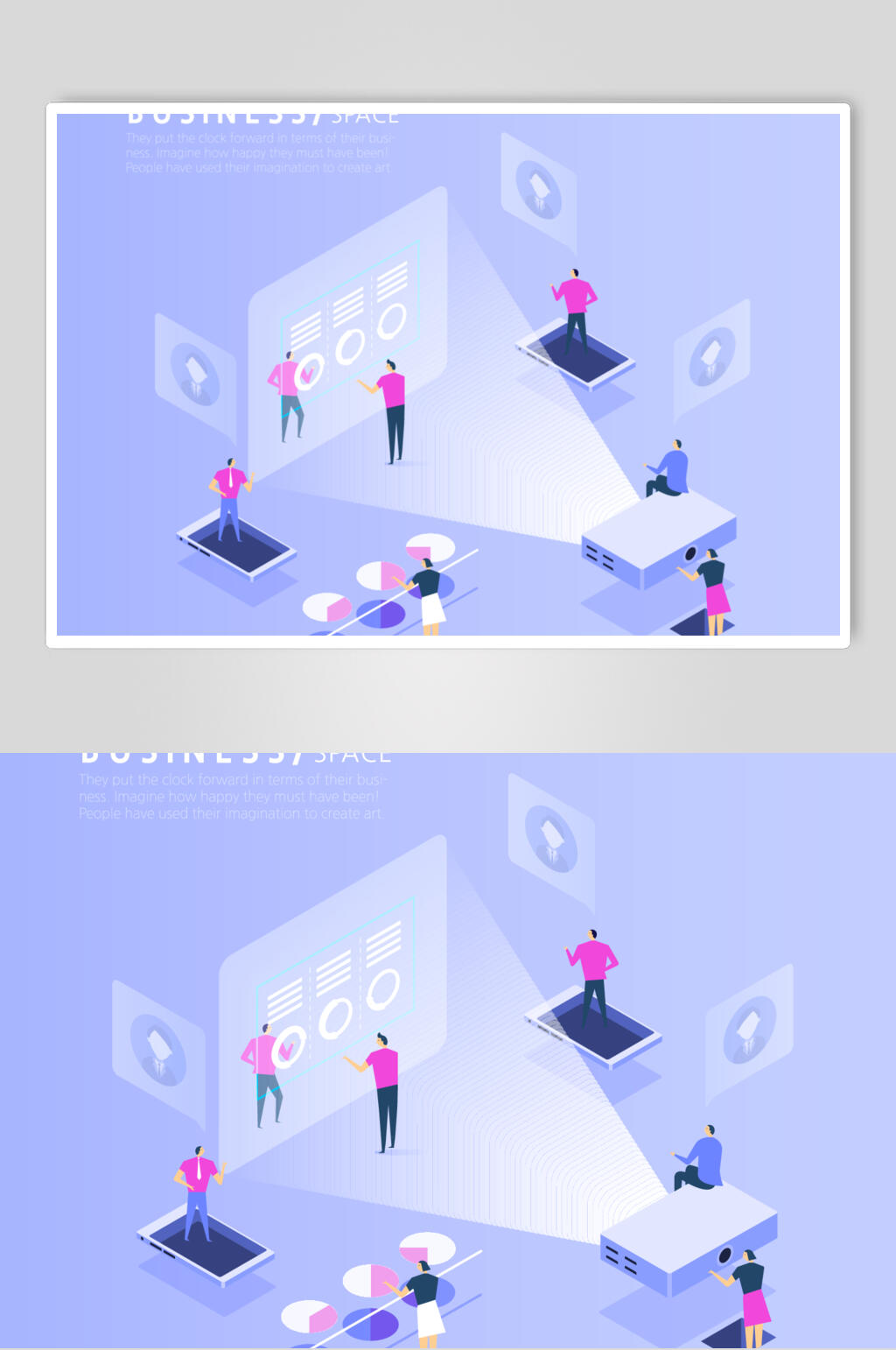 紫色投影仪网络科技插画矢量素材素材