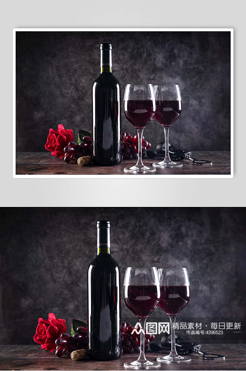 两个高脚杯红酒摄影图片素材