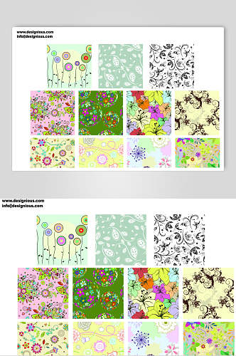 手绘彩色简约清新花纹无缝矢量素材