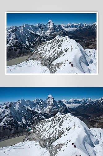 蓝天雪山雪景摄影图片