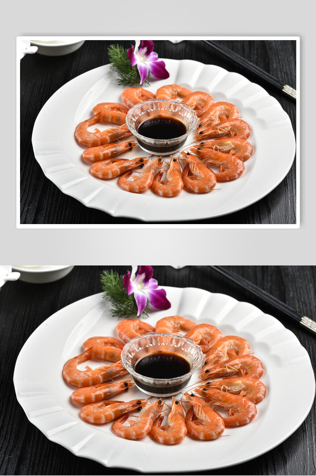 一圈儿煮好的虾烧烤美食高清图片素材