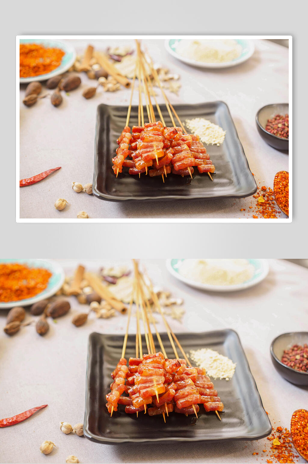 一把烤腊肠美食图片素材