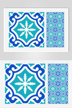 蓝色地毯装饰花纹矢量素材