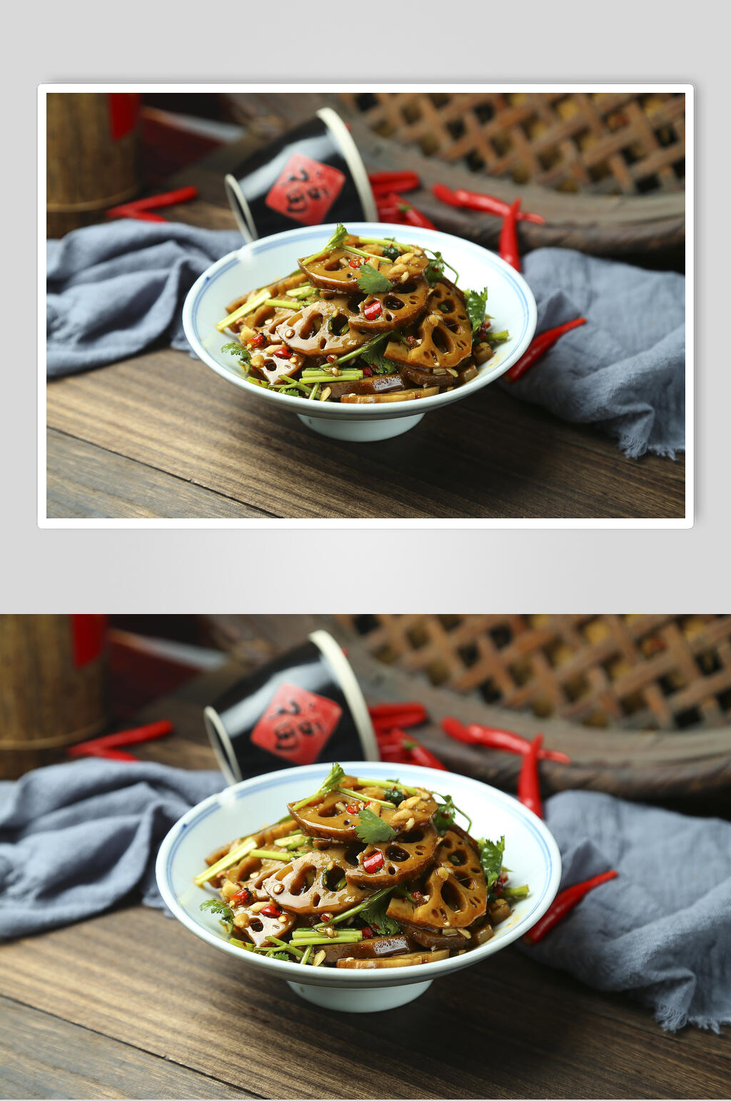 香辣藕片烧烤美食高清图片素材
