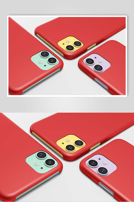 红色平放大气高端苹果手机壳贴图样机