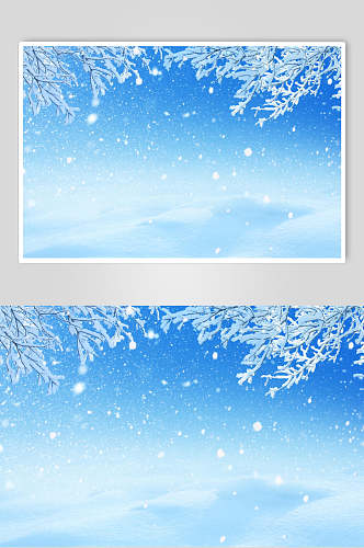 蓝白冰雪风冬季雪景高清图片