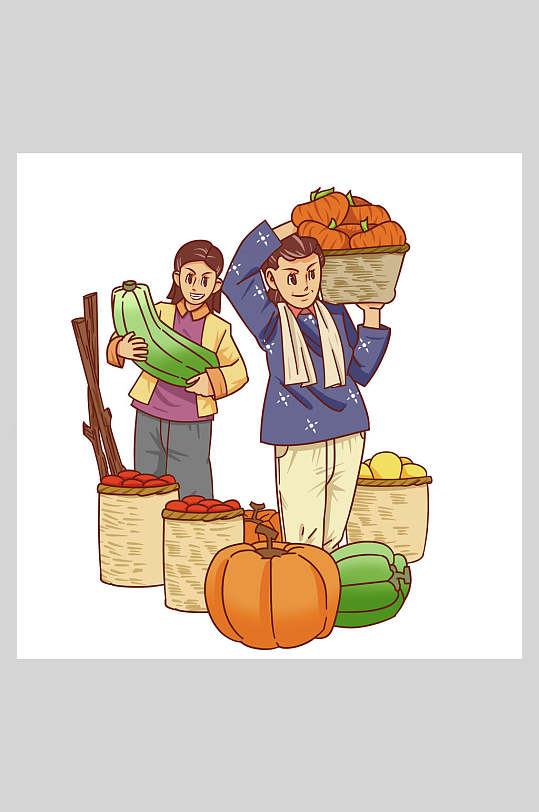 大气南瓜箩筐农民丰收节插画