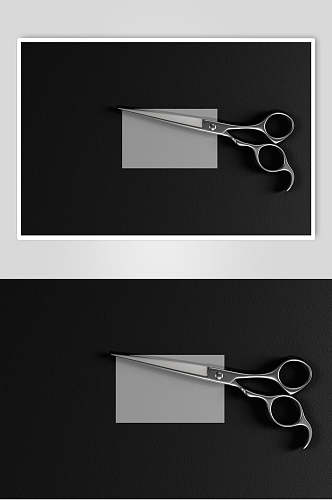 剪刀卡纸长方形黑理发师品牌样机