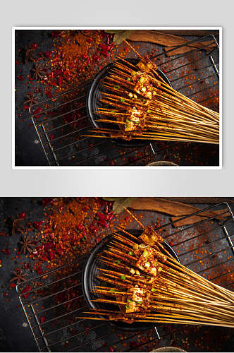 创意辣椒面八角烧烤美食高清图片