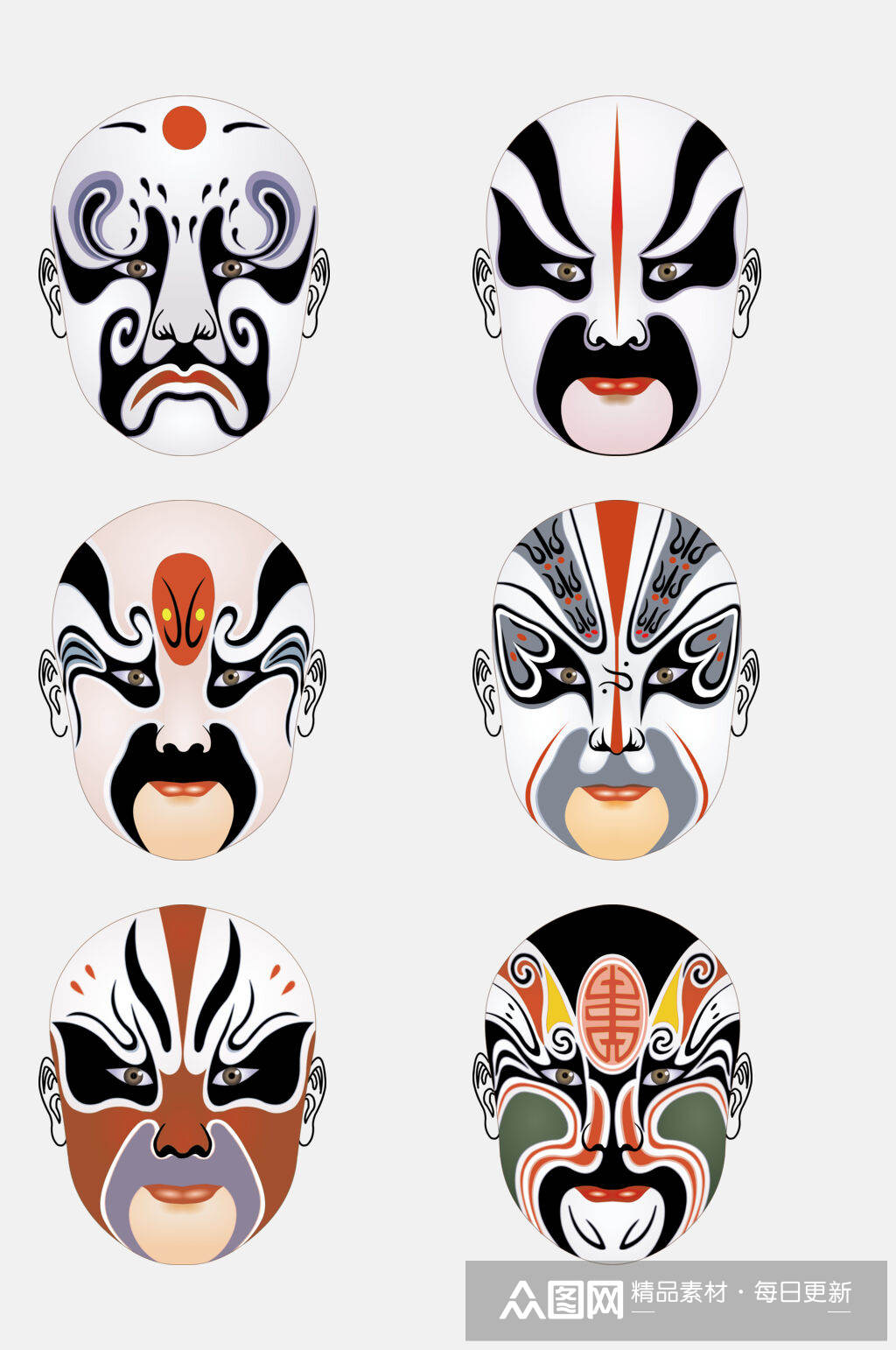 精美勾勒戏曲脸谱图案免抠素材素材