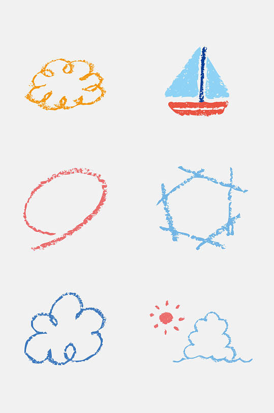 简约太阳儿童蜡笔涂鸦免抠素材