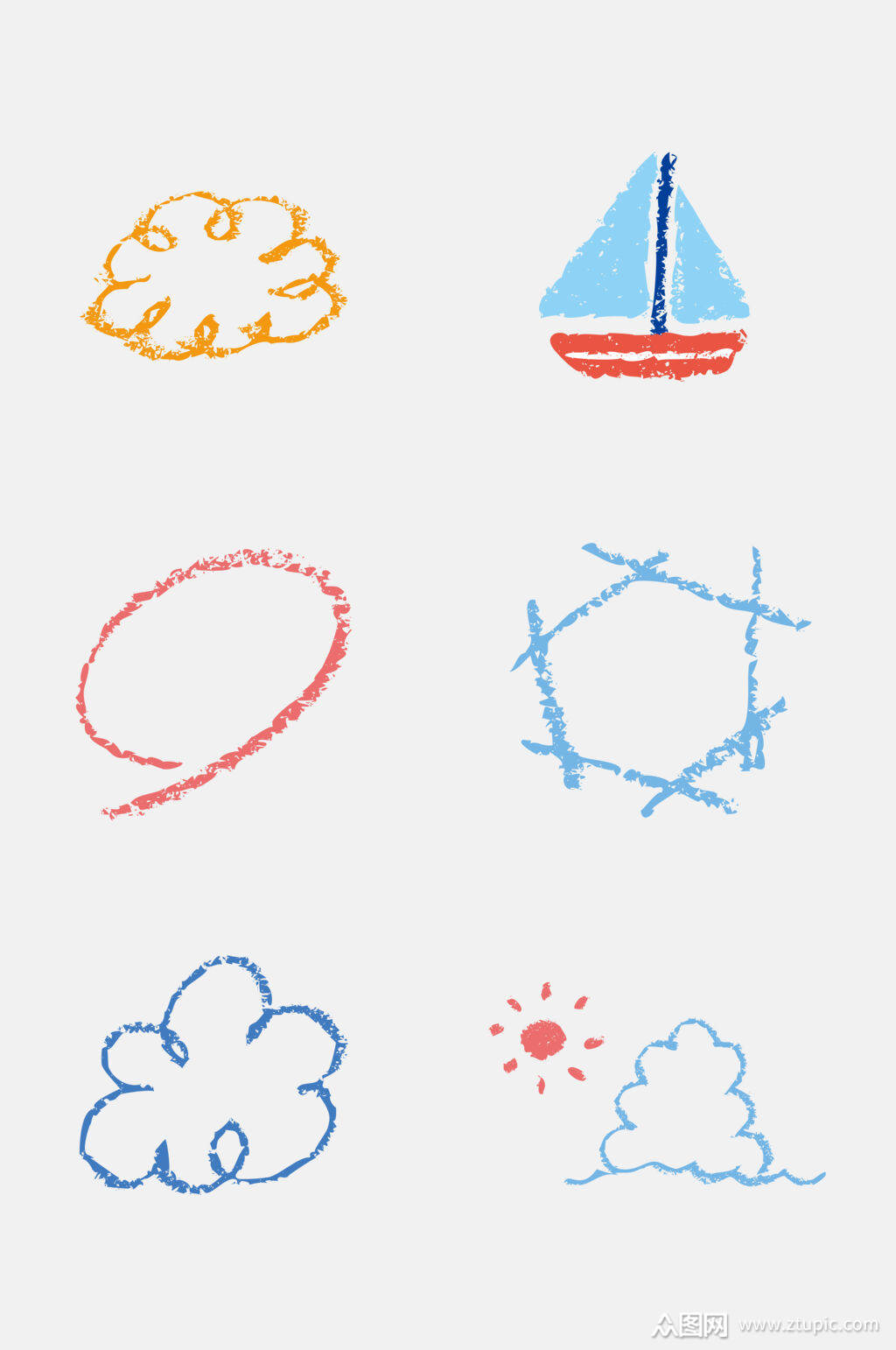 简约太阳儿童蜡笔涂鸦免抠素材模板下载-编号4419092-众图网