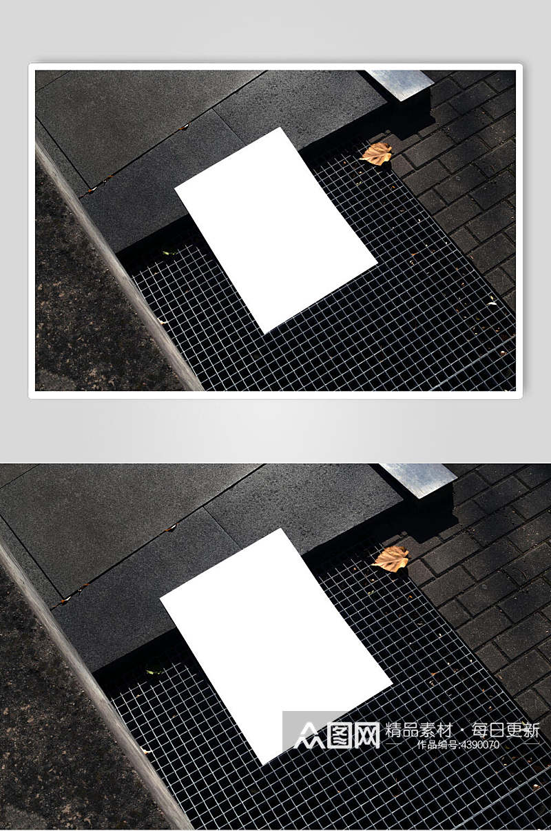 长方形木板黑真实环境海报样机素材
