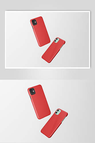 时尚红灰大气苹果手机壳贴图样机