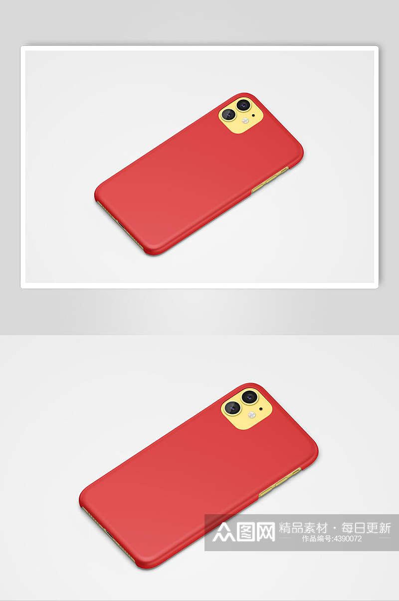 摄像头红色苹果手机壳贴图样机素材