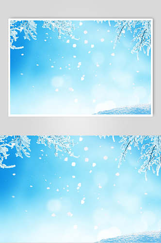 蓝白色雪花冬季雪景高清图片