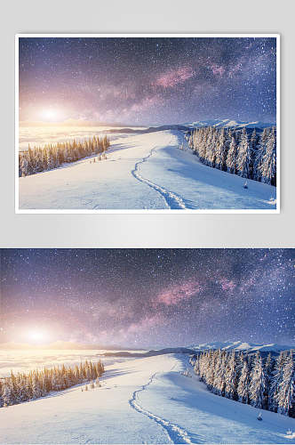 雪路自然雪景风景图片
