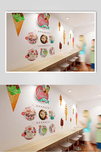 冰淇淋英文字母绿甜品店VI样机