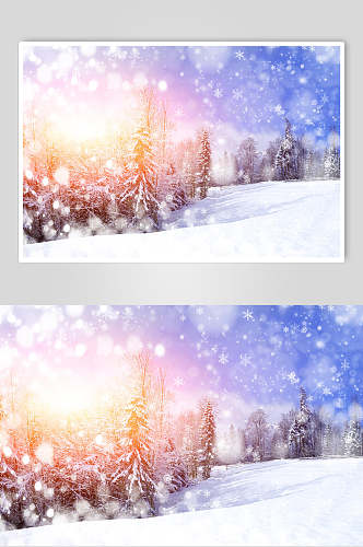 太阳光照雪自然雪景风景图片