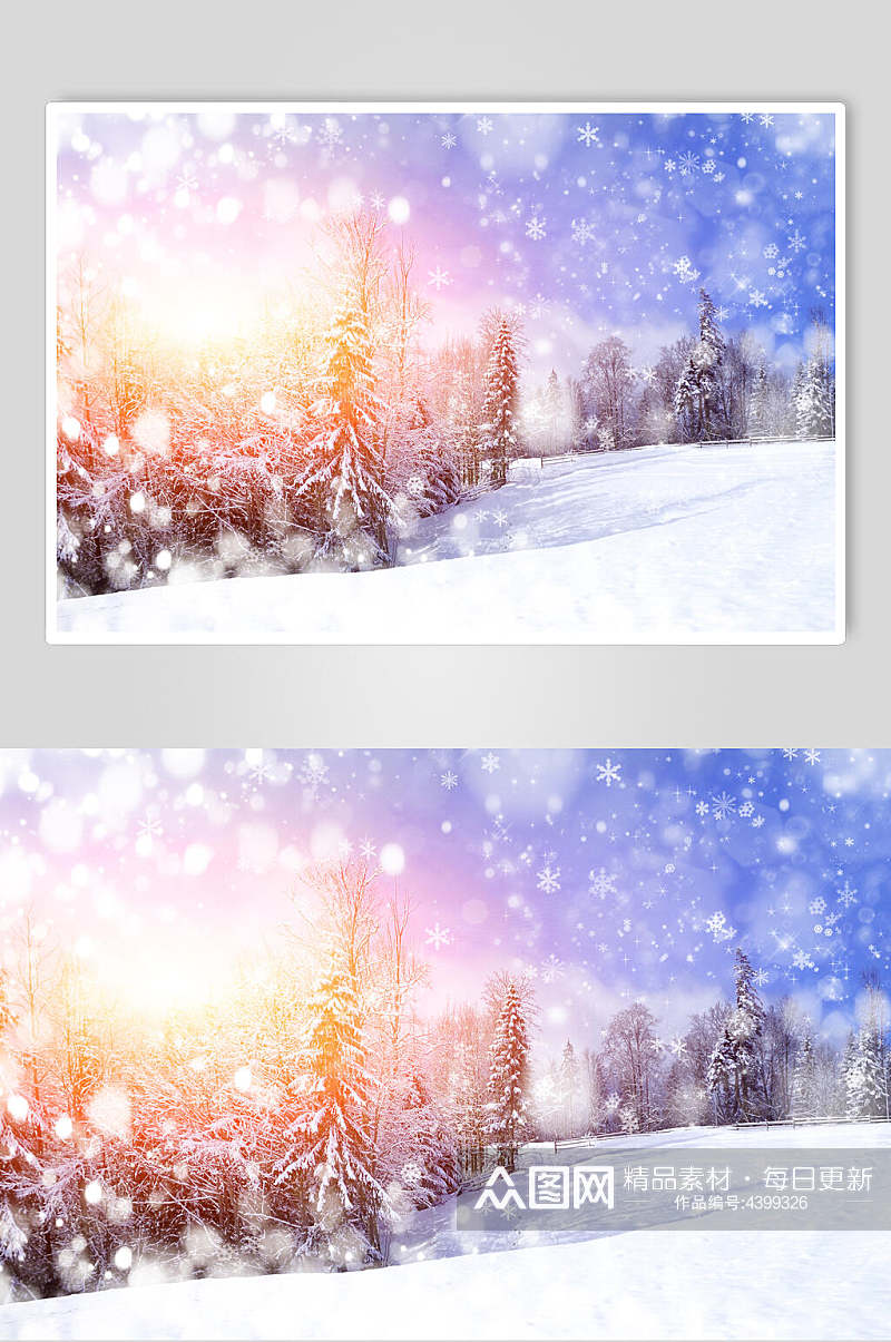 太阳光照雪自然雪景风景图片素材