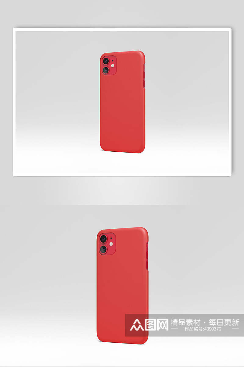 摄像头红色苹果手机壳贴图样机素材