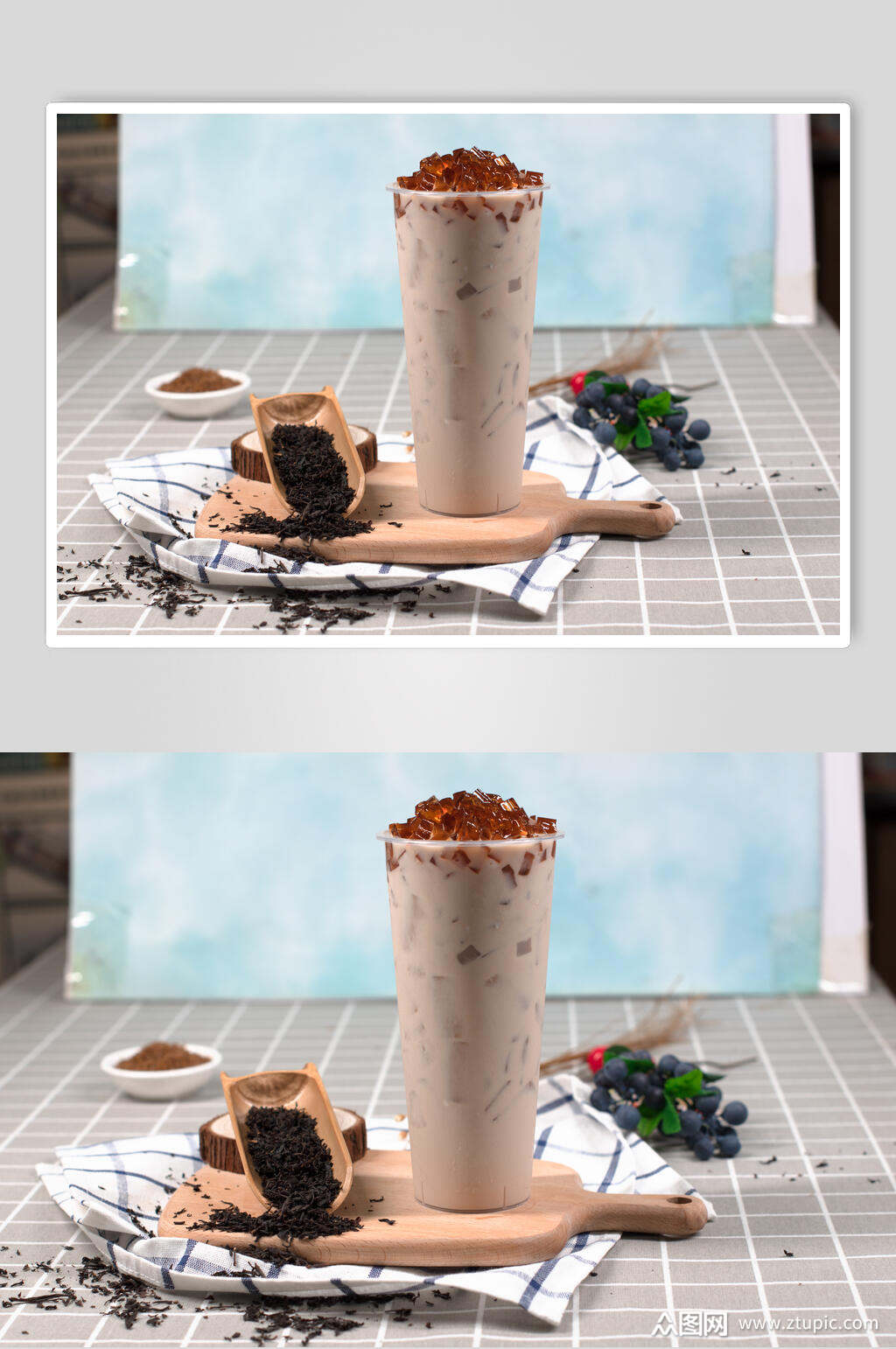 褐色珍珠奶茶果汁创意摆拍图片