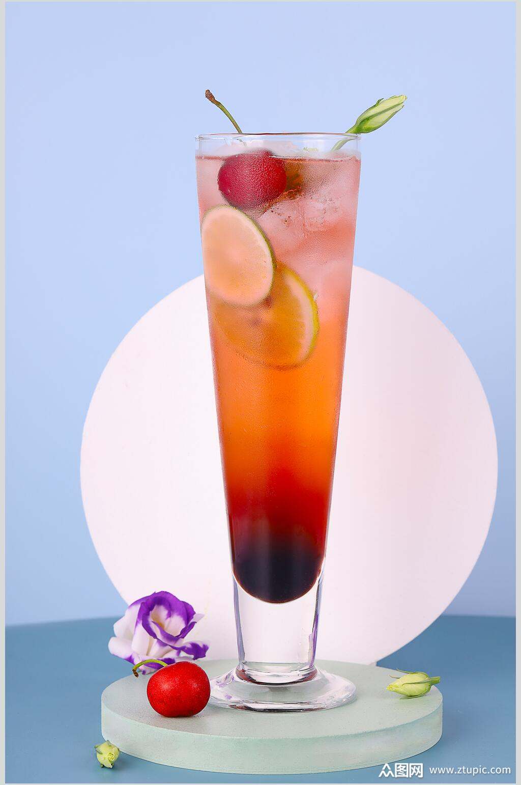 樱桃花朵清新果茶奶茶图片素材