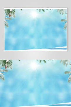 蓝色冬季雪景高清图片