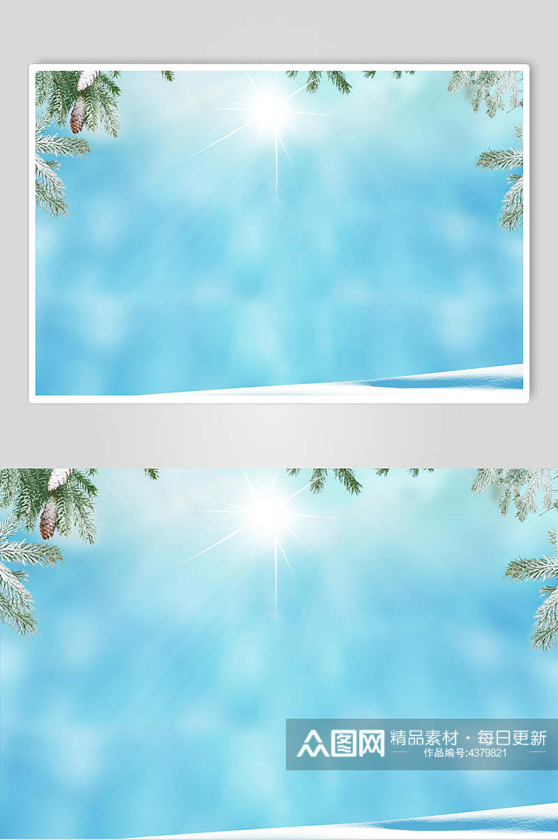 蓝色冬季雪景高清图片素材
