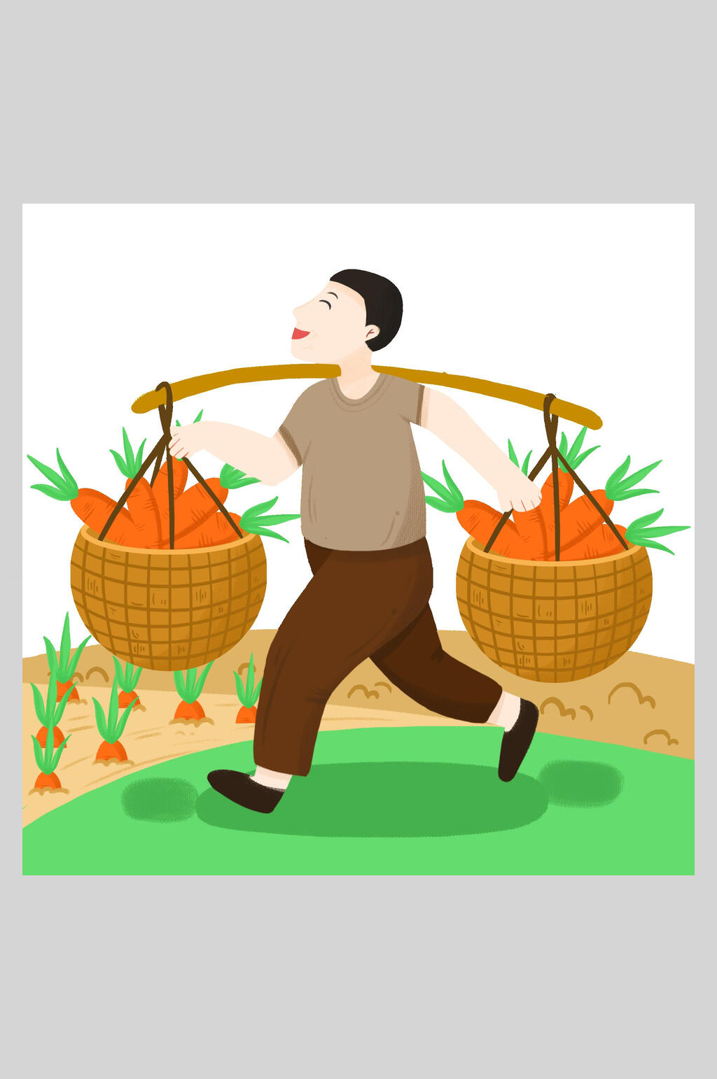 创意胡萝卜农民丰收节插画素材
