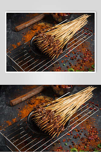 羊肉串烧烤美食高清图片