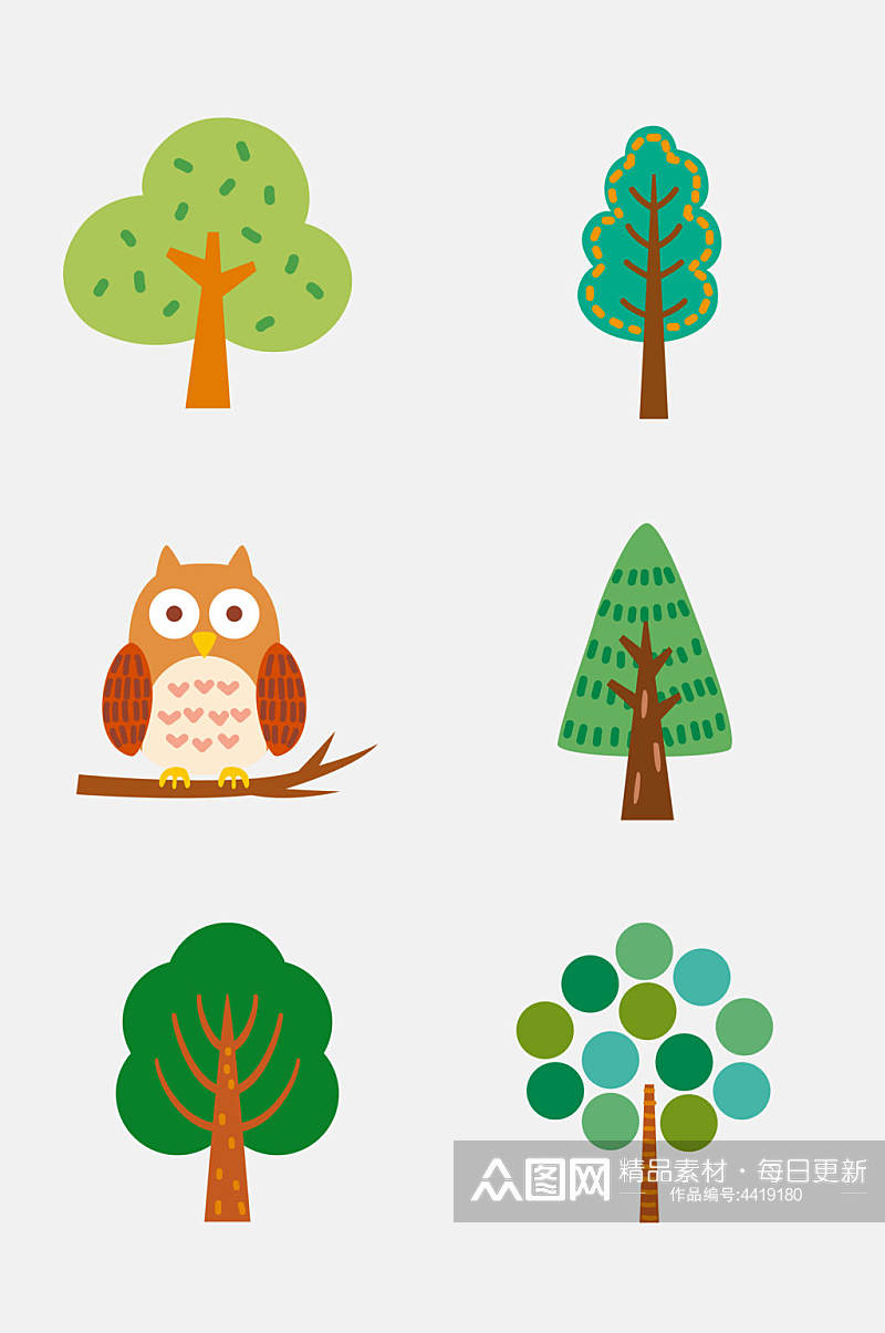 猫头鹰卡通北欧森林动物免抠素材素材