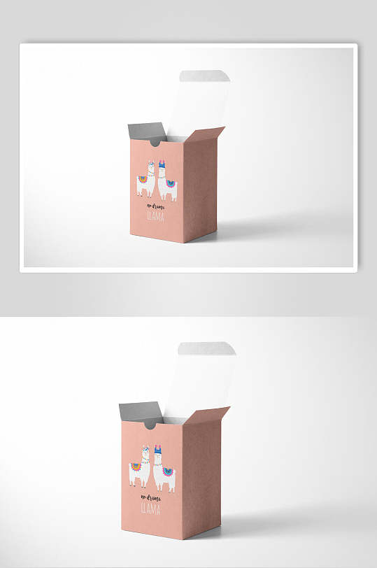 打开手绘大气高端长方形纸质盒子样机