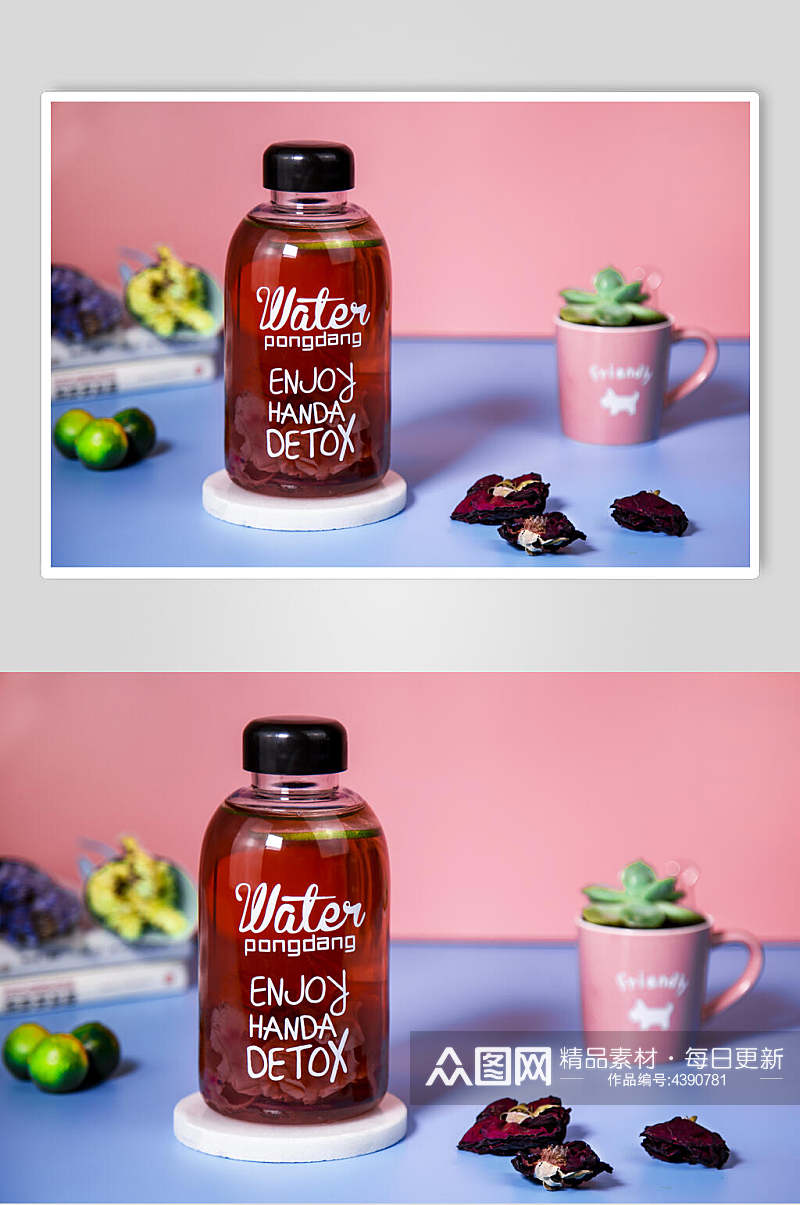 瓶子清新果汁奶茶摆拍图片素材