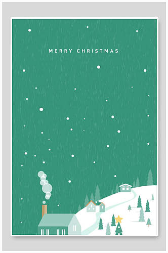 绿色英文圣诞节手机海报背景