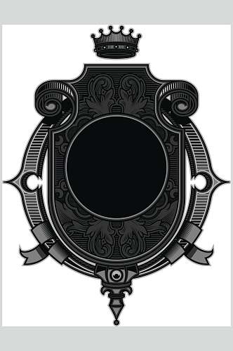 黑色简约纹理维多利亚装饰框矢量素材