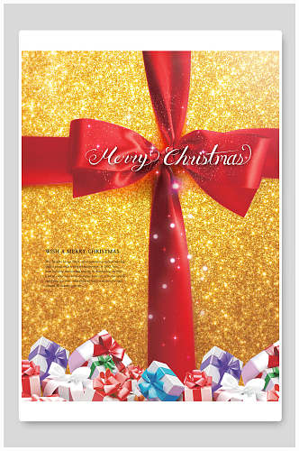 蝴蝶结英文字母温馨圣诞节海报