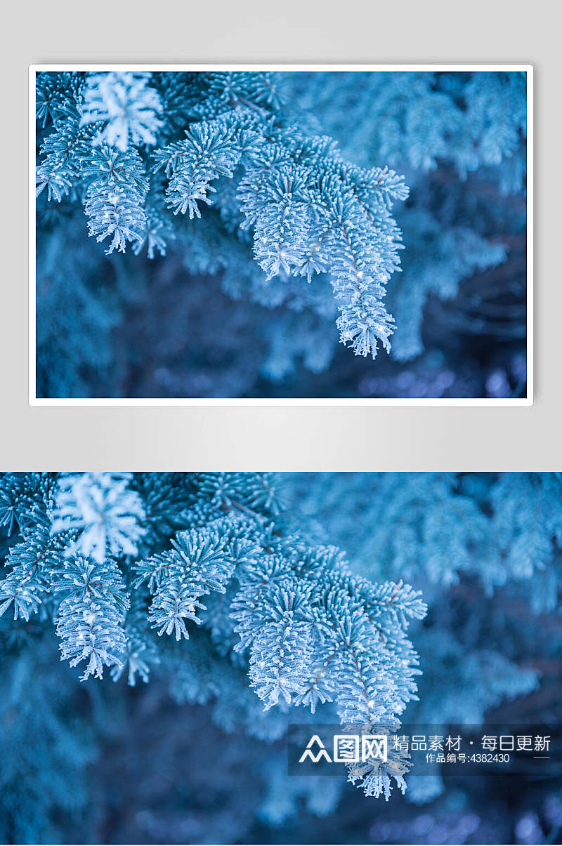 深蓝色冬季雪景高清图片素材