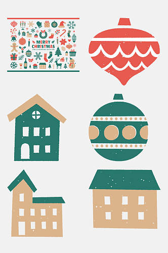 简约房子儿童卡通圣诞图案免抠素材