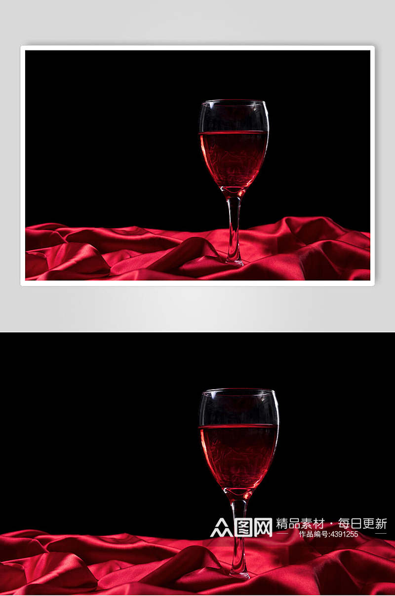 绸缎红色红酒摄影图片素材