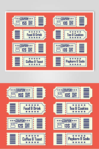 黄红英文星星时尚票证优惠券素材