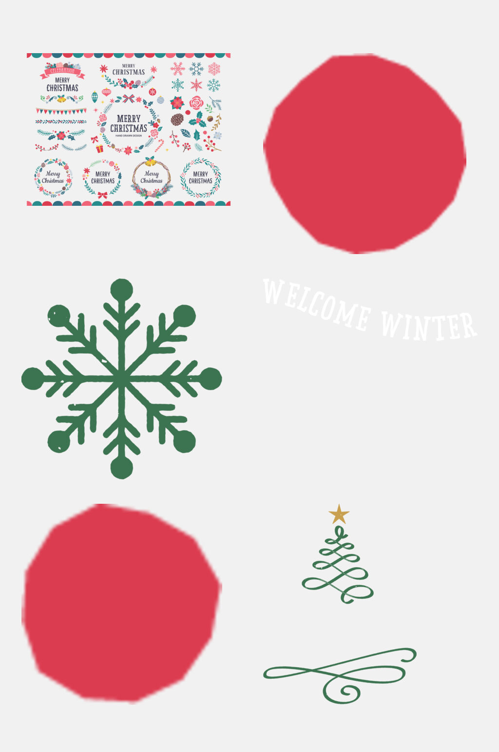 绿色雪花儿童卡通圣诞图案免抠素材素材