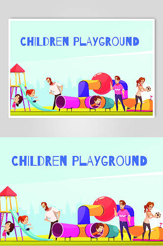 创意横版儿童游乐场矢量素材