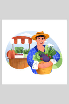 植物蔬菜大气高端农民丰收节插画